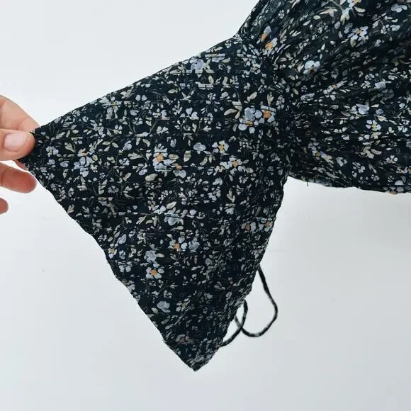 Shona Joy Denise Pintuck Babydoll Mini Balloon Puff Sleeve Short Floral Dress 10 - Picture 7 of 16